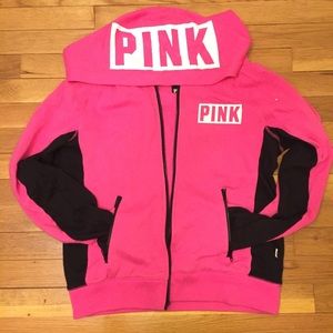 Victoria Secret’s Pink Neon Pink Zip Hoodie Size M